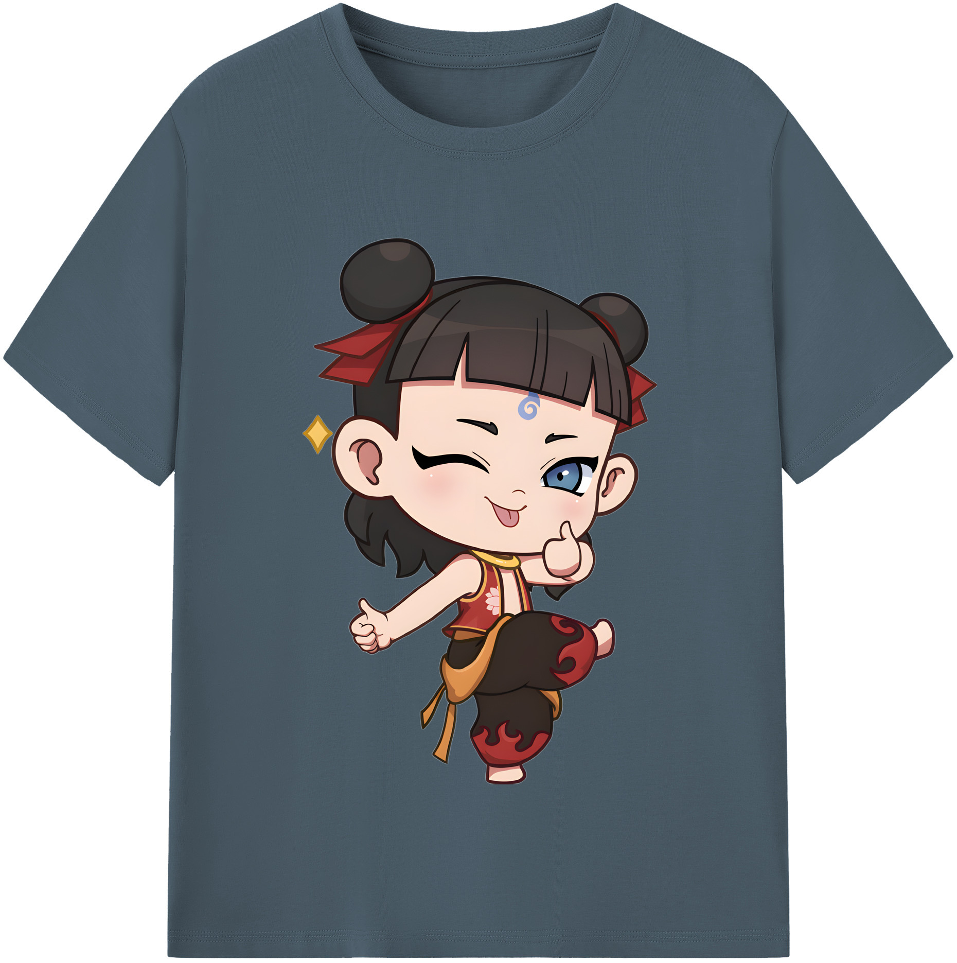 （画像用） Ne Zha 2 ナタ 魔童の大暴れ 綿100％半袖Tシャツ（フロントプリント）
